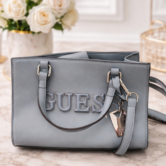Guess Handbags - GUESS Gray Logo Satchel – Structured & Stylish